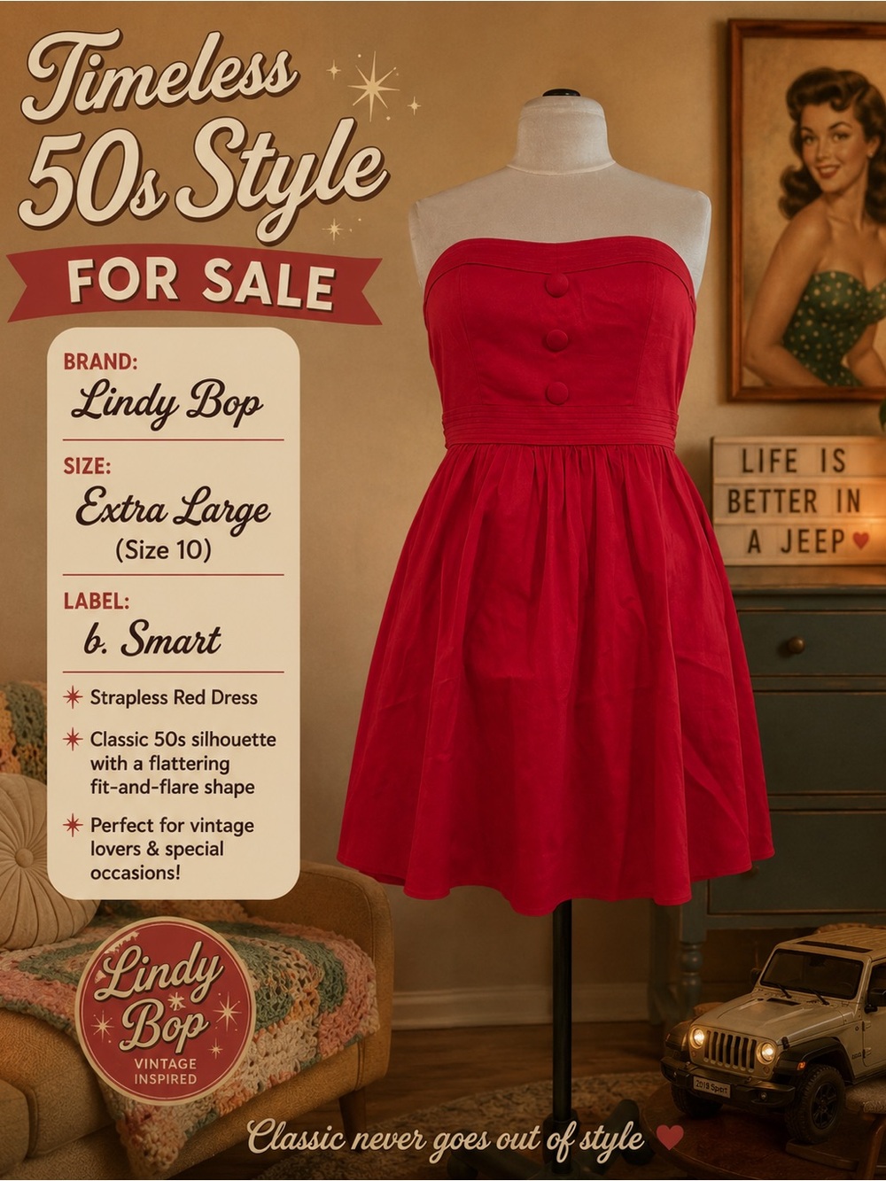 B. Smart Vibrant Red A-Line Skirt
